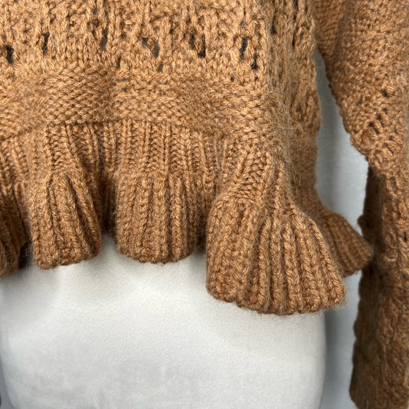 SALTWATER LUXE New! Coco Sweater Cropped Ruffle Pullover Brown Size Small NWT - Picture 7 of 12